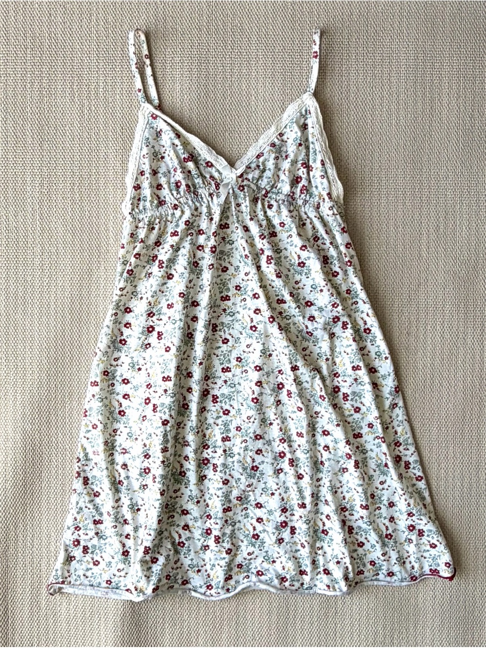 White Floral DaintyBaby Doll Boho Dream Mini Dress Lace trim